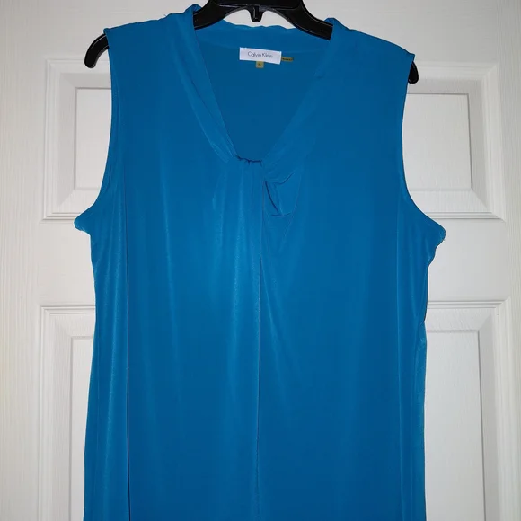 Calvin Klein Women's Vibrant Blue Sleeveless Blouse - Picture 1 of 5